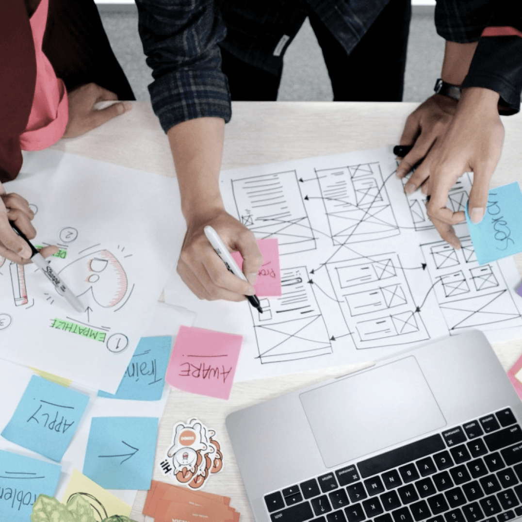 Table full of project papers