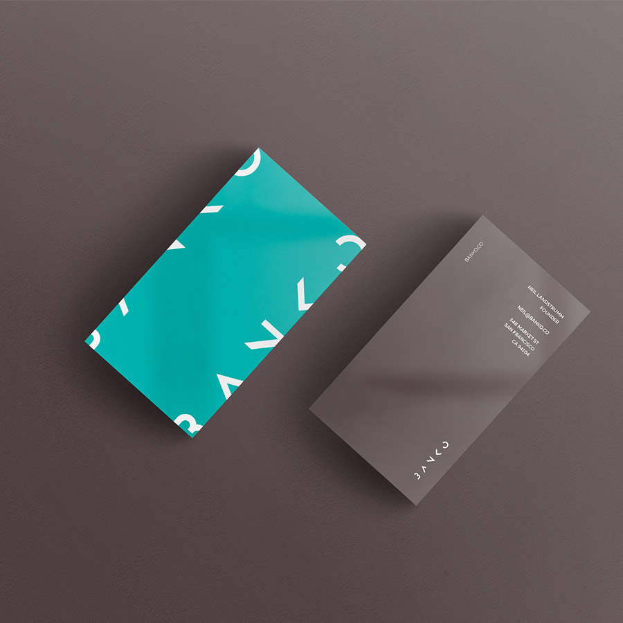 Banko business card over brown background