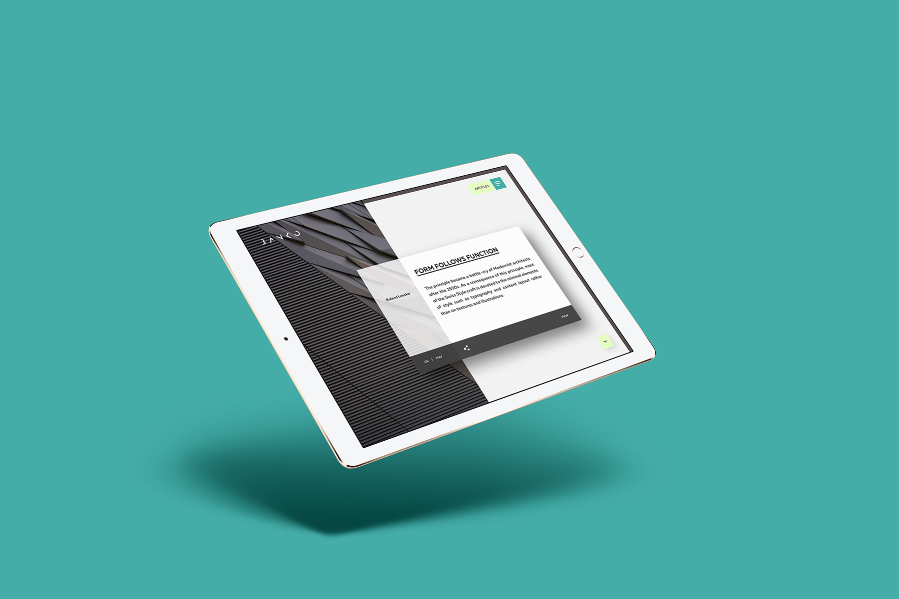 Tablet showing Bako wepage with an open modal window
