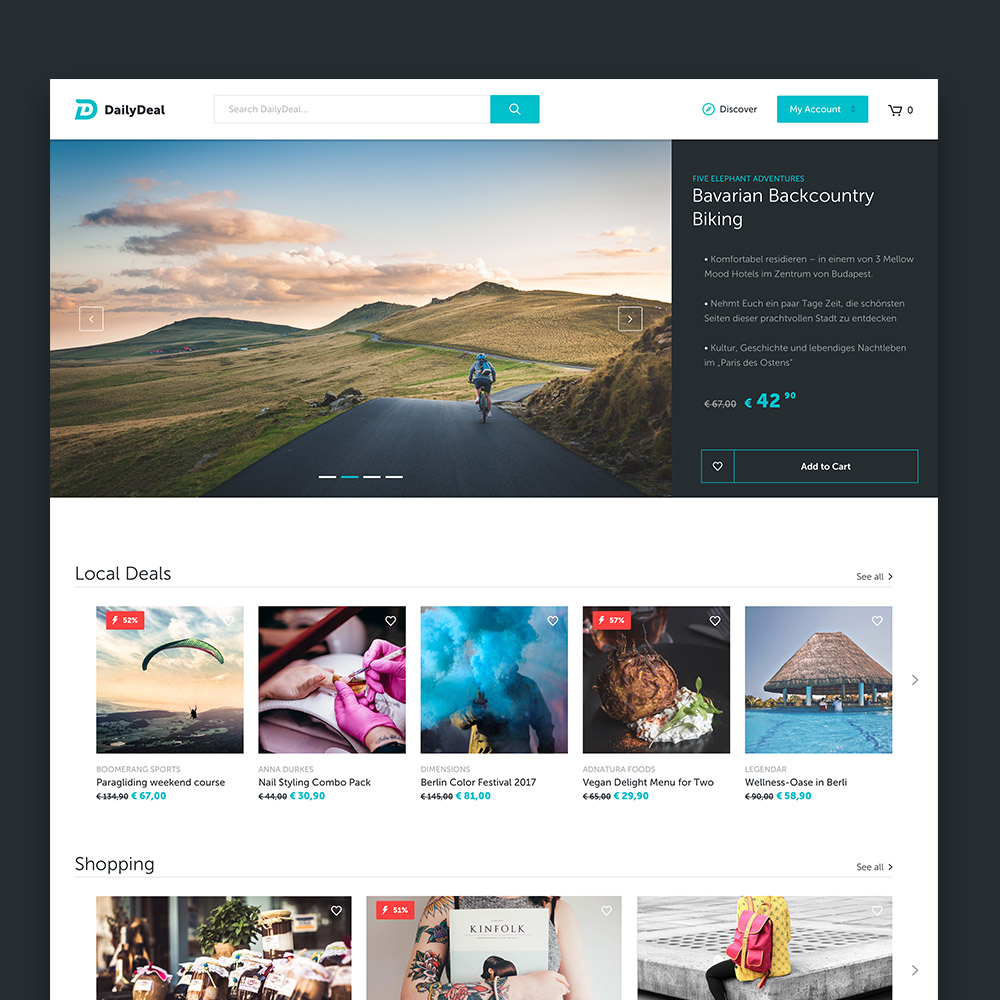 Screen of a DailyDeal deals overview page