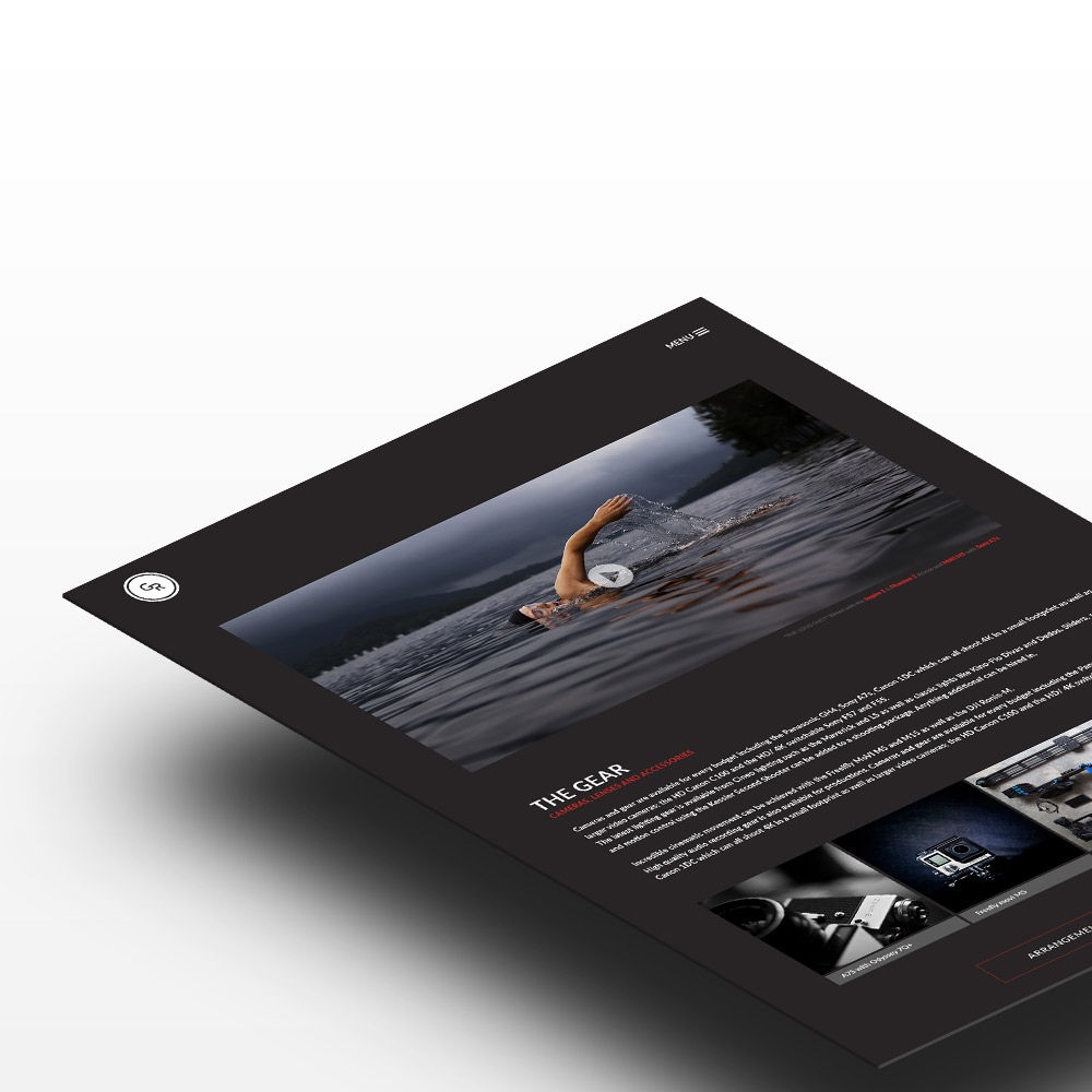 Webpage showing Goran Razic gear page over white background