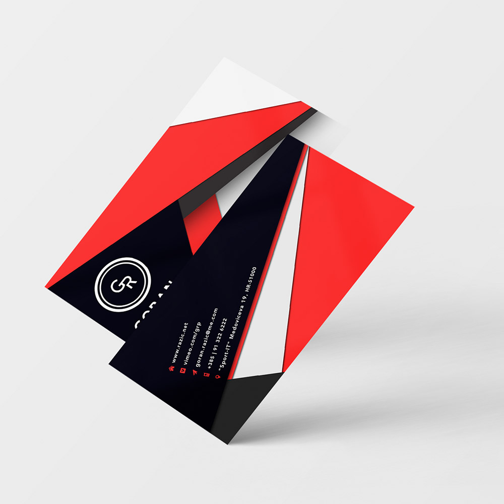 Goran Razic business cards overlapping each other