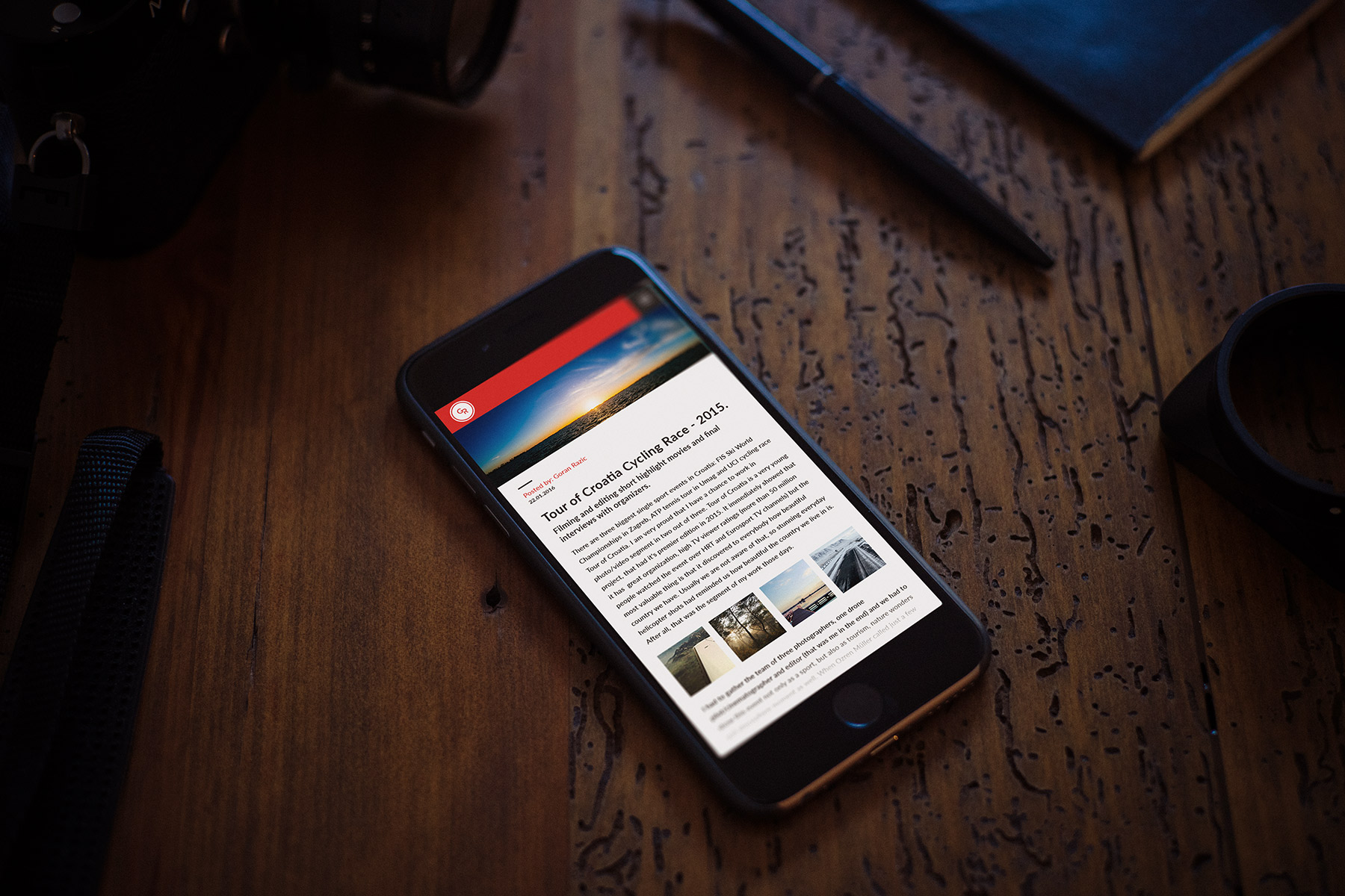 Smartphone showing a Goran Razic article page