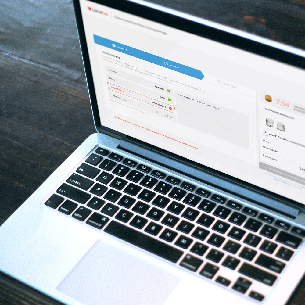 Macbook pro laptop showing a Locafox checkout screen